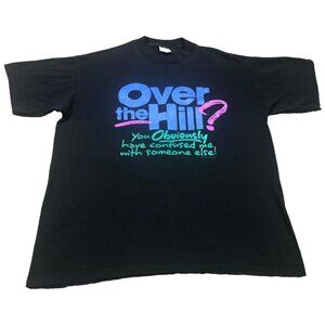 Vintage 90s Over the Hill Hallmark Comedy Black Shirt Adult Size Large